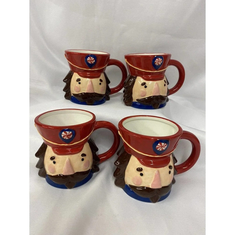Sur La Table Nutcracker Holiday Christmas 3D Mug set of 4